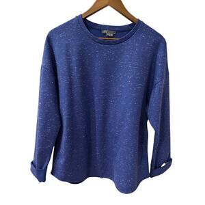 Vince Women’s Sweater Blue Space Dye Crew Neck Back Zip Size M